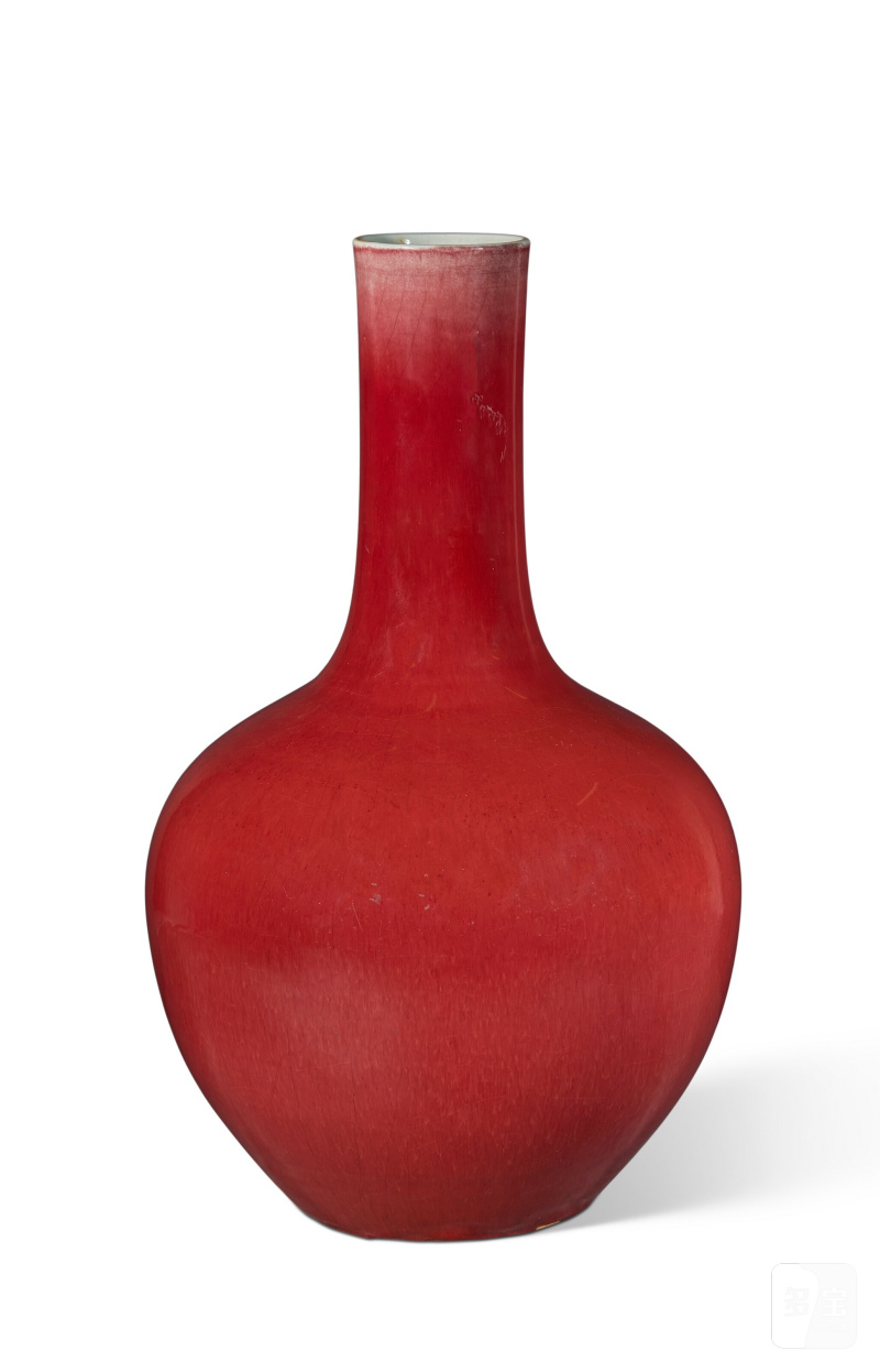 清十八/十九世紀 紅釉長頸瓶  CHINA, QING DYNASTY, 18TH-19TH CENTURY - 图2